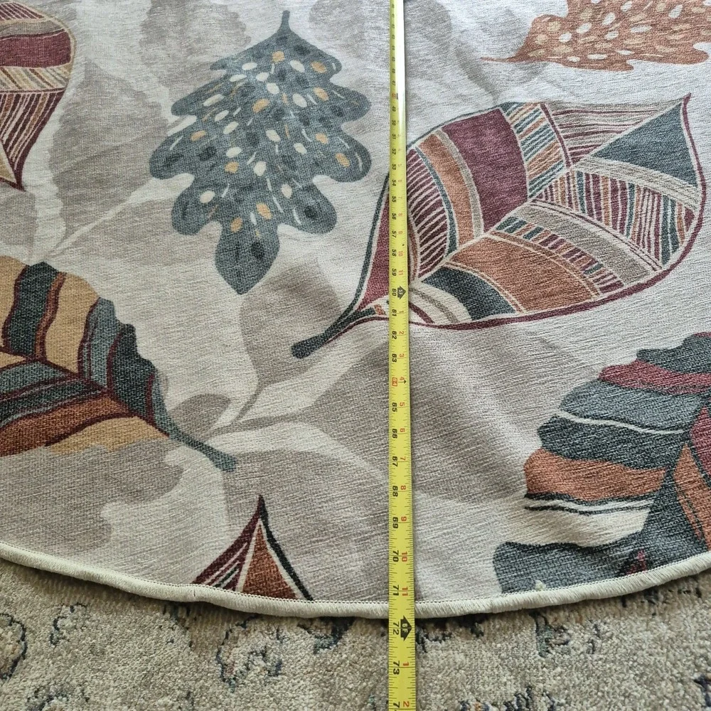 Ruggable Harvest Leaves Autumn Fall Round Rug Cover 6ft 6' Washable Botanical